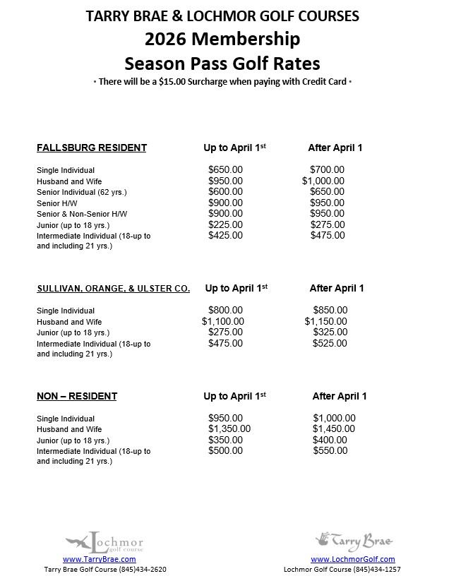 2026 golf member rates 